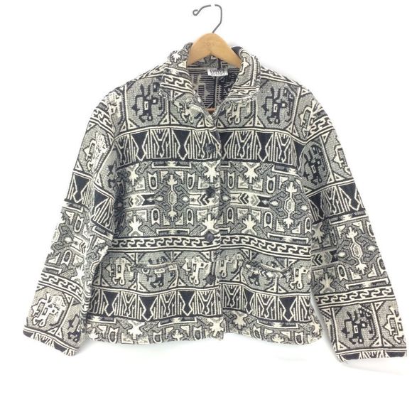 Y2K Vintage 90s Chico’s Aztec Southwestern Aztec Triangle Jacket Hard to Find - Picture 1 of 8